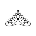 Lineart medieval royal crown queen monarch lord king outline icon isolated vector illustration. Hand drawn princes tiara crown on