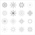 Lineart sun radiant sunburst icons design set template vector illustration