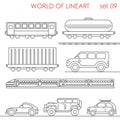 Lineart transport railroad road wagon cistern container jeep