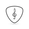 Lineat Guitar pick and Music Clef icon vector illustration isolated on white background. Royalty Free Stock Photo