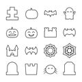 Lined halloween related icons set. Collection of thin line cute decorative elements.