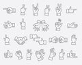 Lined hands gestures and hand pas vector signs