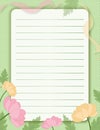 Lined letter form with floral frame. Floral border letterhead.