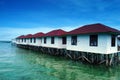 lined lodging buildings on the beach Royalty Free Stock Photo