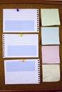 Lined note paper with sticky tape. Paper piece on white notice board, office and business stationary, blank copy space Royalty Free Stock Photo