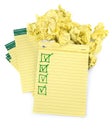 Lined paper notebooks with completed checklist