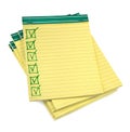 Lined paper notebooks with completed checklist