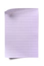 Lined paper page sheet isolated white background Royalty Free Stock Photo