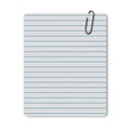 Lined paper with paperclip