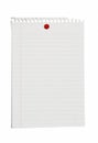 Lined Paper With Red Thumb Tack Royalty Free Stock Photo