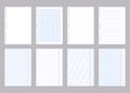 Lined paper sheet. Realistic empty school notebook page with lines grids and dots texture for homework, blank sketchbook Royalty Free Stock Photo
