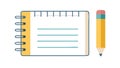 Lined spiral notebook and yellow pencil icon, vector design Generative AI Royalty Free Stock Photo