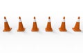 Lined up road cones