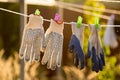 Linen dries on a rope in the open air Royalty Free Stock Photo