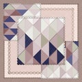 linen fabric textured geometric silk scarf design