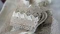 Linen lace with beads Royalty Free Stock Photo