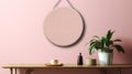 Linen Porter Plaque Mockup On Pink Wall - Scandinavian Style