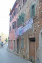 Linen and things dry on the street. Croatia