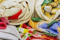 Linens rolled rolls piled stacks in a closet, cabinet furniture