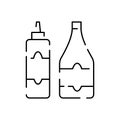 Lineo - Kitchen and Cooking line icon. Restaurant with cook and meal or food. Ketchup and mayonnaise