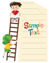 Linepaper template with boys reading