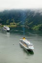 Liner Costa Luminosa floats in fjords Royalty Free Stock Photo