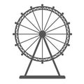 Liner icon of ferris wheel silhouette isolated on white background. Flat vector amusement park sideshow. Royalty Free Stock Photo