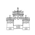 Liner painting castle on white. Vector illustration