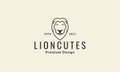 Lines animal cartoon head lions smile logo symbol vector icon illustration design Royalty Free Stock Photo