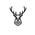 Lines art modern head deer and horn logo Royalty Free Stock Photo