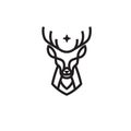 Lines art modern head deer and horn logo Royalty Free Stock Photo