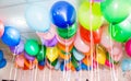 Lines of balloons under the ceiling Royalty Free Stock Photo