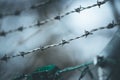 Lines of barbed wire to demarcate the border