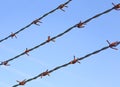 Lines of barbed wire to demarcate the border does not open Royalty Free Stock Photo