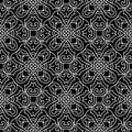Lines black and white floral seamless pattern. Vector ornamental lacy background. Repeat monochrome lines flowers backdrop. Royalty Free Stock Photo