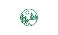 Lines camp tent with forest pines logo symbol vector icon illustration graphic design