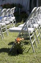 Lines of chairs for a country outdoor wedding Royalty Free Stock Photo