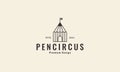 Lines circus tent with pencil logo symbol vector icon illustration design