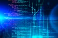 Lines of code over bright blue background Royalty Free Stock Photo