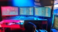 Lines of code running on computer screens in data center Royalty Free Stock Photo