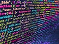 Lines of code of a software with several colors. Software developer programming code on black screen. Abstract modern virtual Royalty Free Stock Photo