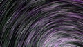 Lines curl into tunnel. Animation. Strokes are woven into swirling tunnel on black background. Dizzying view of part of