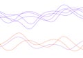 Lines curve waves as sound wavy pattern energy flow color vector design element or simple random thin strokes background for