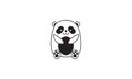 Lines cute cartoon baby panda smile logo vector icon illustration design