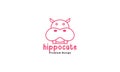 Lines cute cartoon head hippo logo symbol vector icon illustration graphic design Royalty Free Stock Photo
