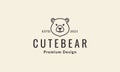 Lines cute head bear hipster logo vector icon illustration design