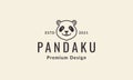 Lines cute head panda hipster logo vector icon illustration design