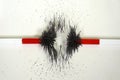 The lines of forces around two magnets with counteracting magnetic fields Royalty Free Stock Photo