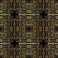 Lines geometric seamless pattern. Vector tribal ethnic greek background. Tartan plaid repeat backdrop. Symmetrical line art gold Royalty Free Stock Photo