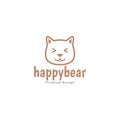 Lines grizzly head bear cartoon cute logo symbol icon vector graphic design illustration idea creative